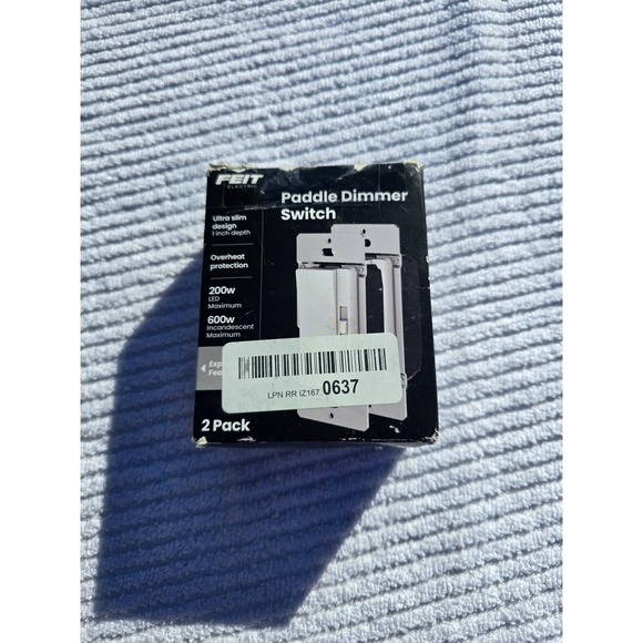 Feit Electric Paddle Dimmer Switch Single Pole or 3 Way Toggle, 2 Pk. L - Picture 2 of 4